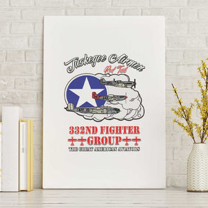 African American Aviators WWII Canvas Wall Art Tuskegee Red Tails Airmen White - African Pride
