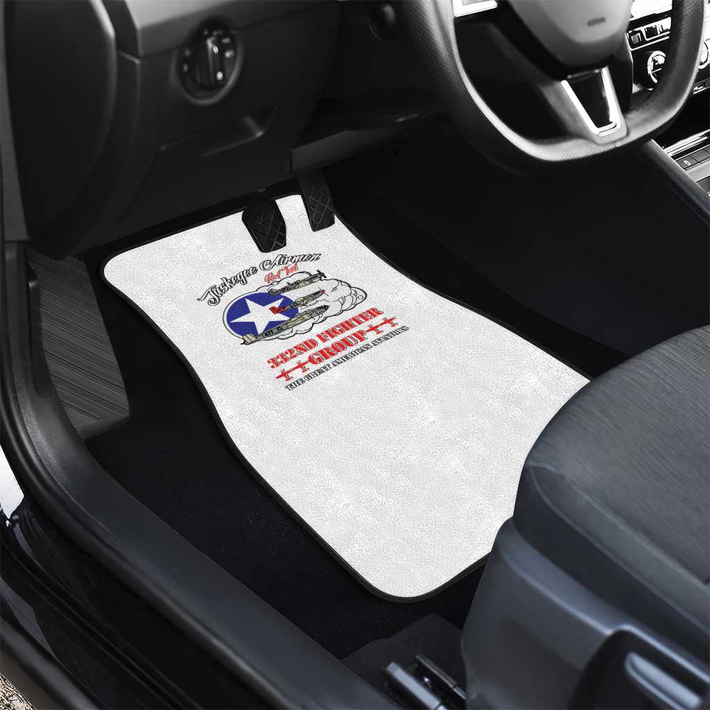 African American Aviators WWII Car Mats Tuskegee Red Tails Airmen White - African Pride
