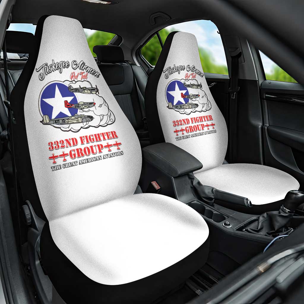 African American Aviators WWII Car Seat Cover Tuskegee Red Tails Airmen White - African Pride