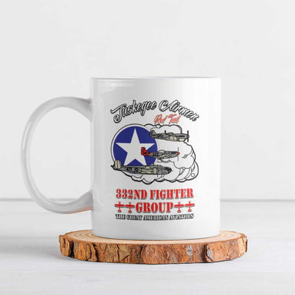 Tuskegee Airmen WWII Heroes Ceramic Mug The Great American Aviators White Art