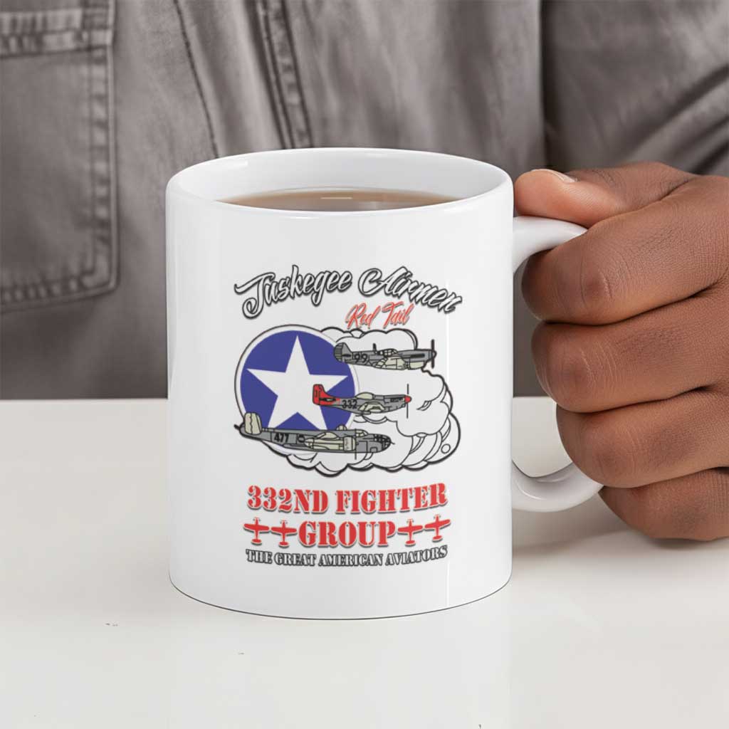 Tuskegee Airmen WWII Heroes Ceramic Mug The Great American Aviators White Art