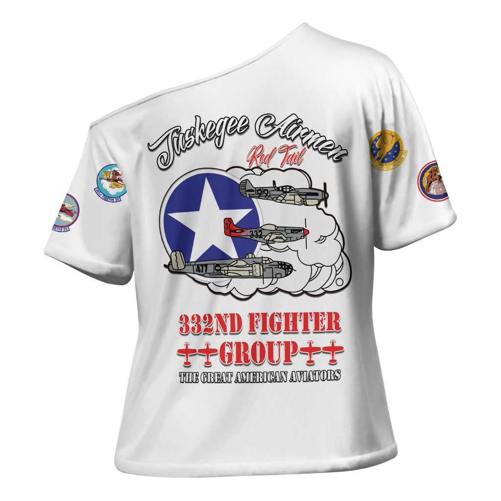 Tuskegee Airmen WWII Heroes Cross Shoulder Shirt The Great American Aviators White Art