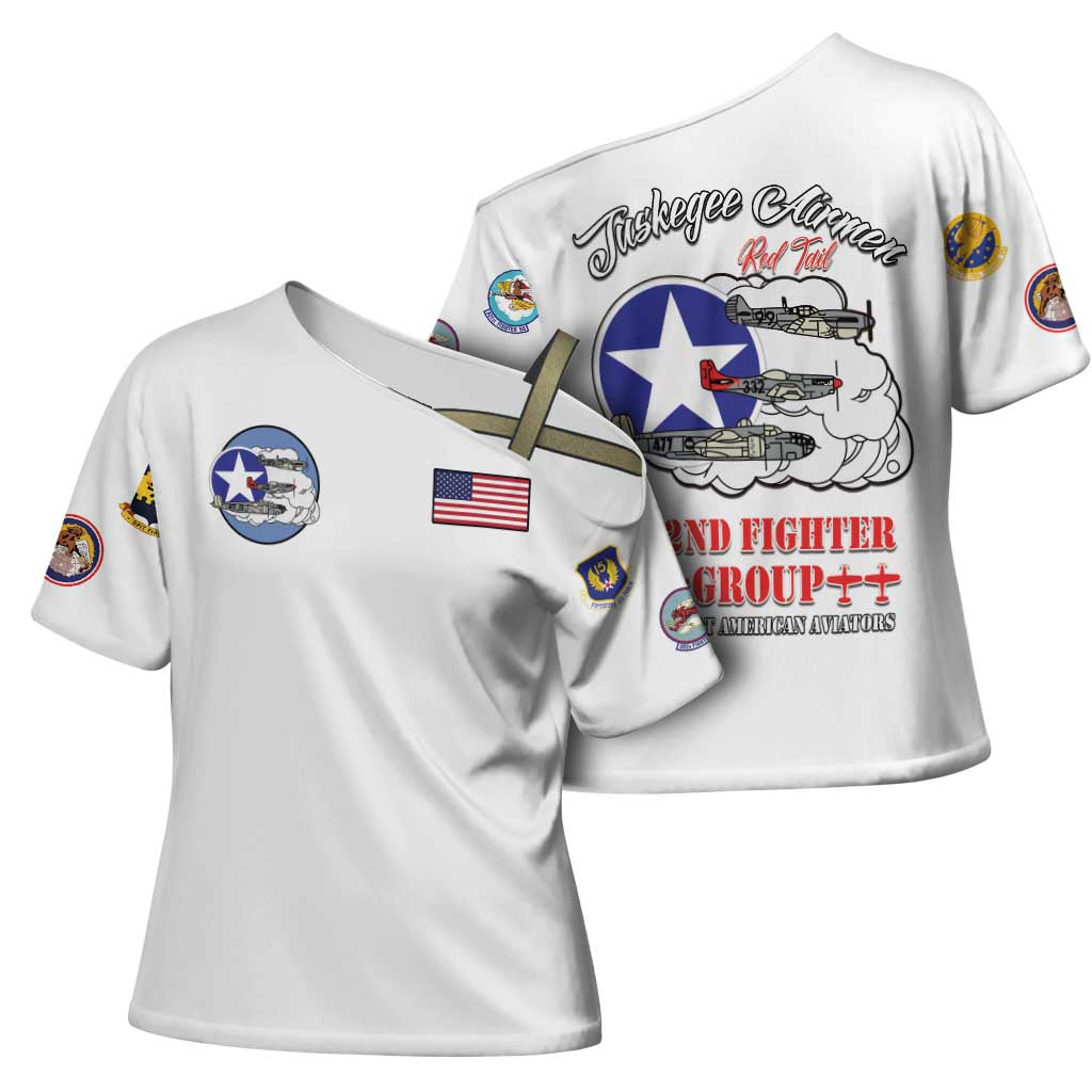 Tuskegee Airmen WWII Heroes Cross Shoulder Shirt The Great American Aviators White Art