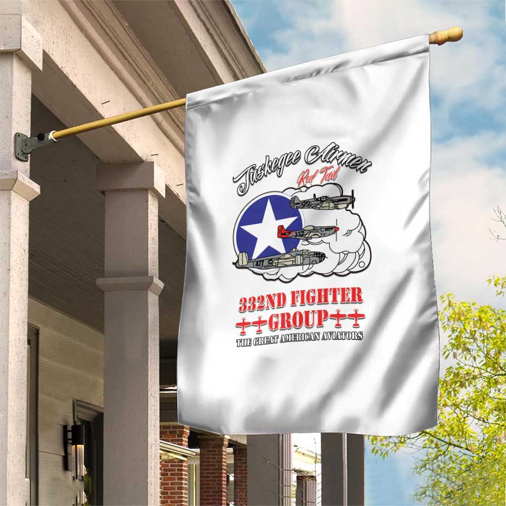 African American Aviators WWII Garden Flag Tuskegee Red Tails Airmen White - African Pride