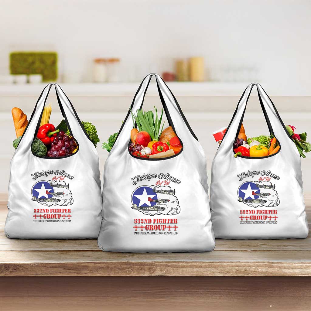 African American Aviators WWII Grocery Bag Tuskegee Red Tails Airmen White - African Pride