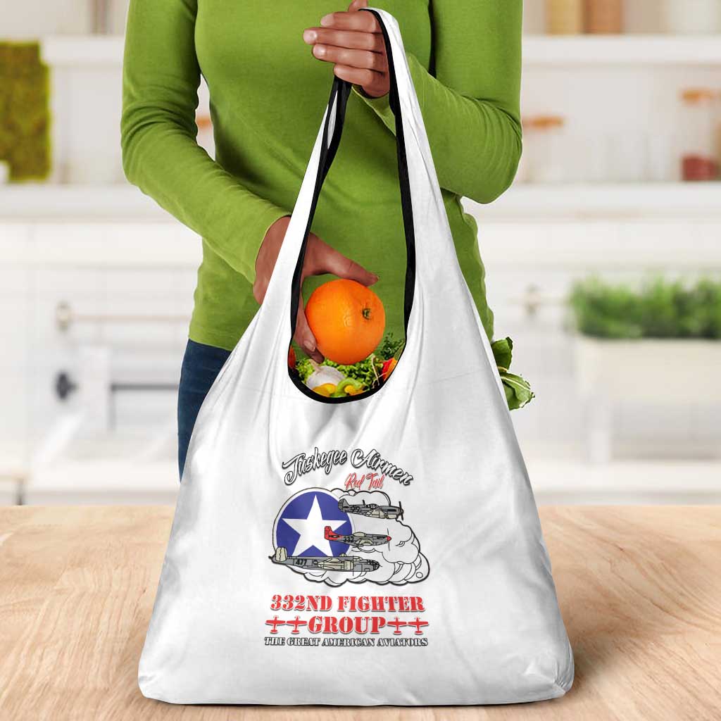 African American Aviators WWII Grocery Bag Tuskegee Red Tails Airmen White - African Pride
