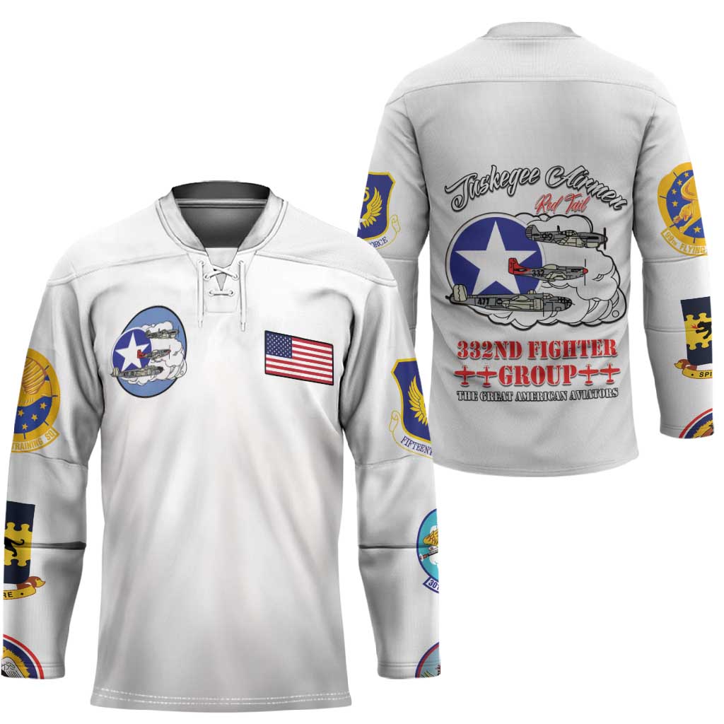 Tuskegee Airmen WWII Heroes Hockey Jersey The Great American Aviators White Art
