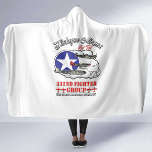African American Aviators WWII Hooded Blanket Tuskegee Red Tails Airmen White - African Pride