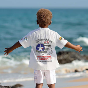 African American Aviators WWII Kid Hawaiian Shirt Tuskegee Red Tails Airmen White - African Pride