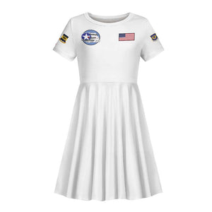 African American Aviators WWII Kid Short Sleeve Dress Tuskegee Red Tails Airmen White - African Pride