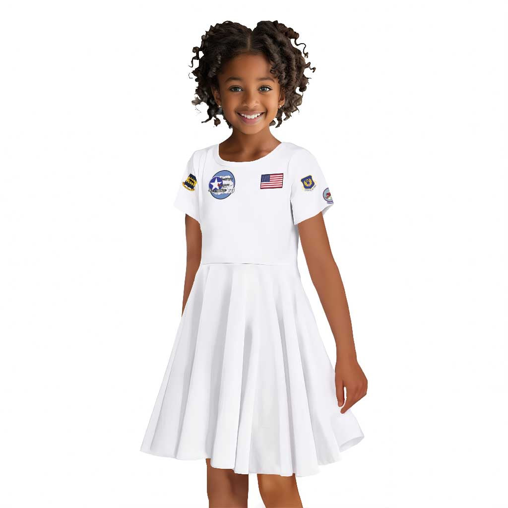 African American Aviators WWII Kid Short Sleeve Dress Tuskegee Red Tails Airmen White - African Pride