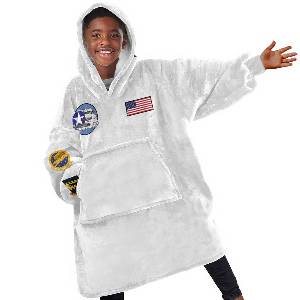 African American Aviators WWII Kid Wearable Blanket Hoodie Tuskegee Red Tails Airmen White - African Pride