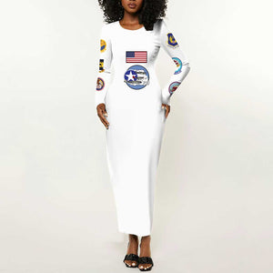 African American Aviators WWII Long Sleeve Bodycon Dress Tuskegee Red Tails Airmen White - African Pride