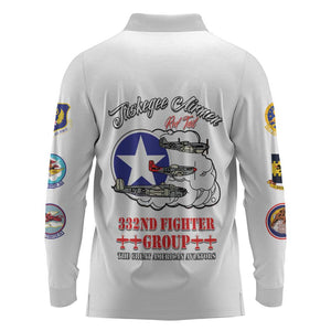 African American Aviators WWII Long Sleeve Polo Shirt Tuskegee Red Tails Airmen White - African Pride