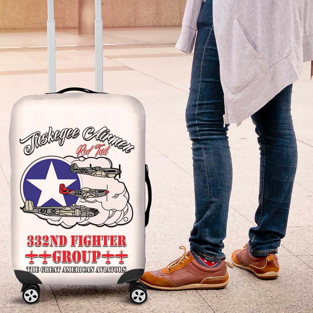 African American Aviators WWII Luggage Cover Tuskegee Red Tails Airmen White - African Pride