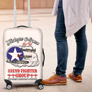 African American Aviators WWII Luggage Cover Tuskegee Red Tails Airmen White - African Pride