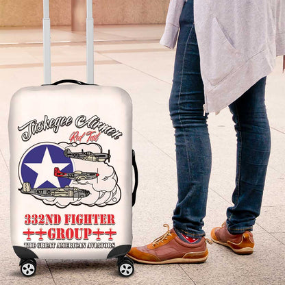 African American Aviators WWII Luggage Cover Tuskegee Red Tails Airmen White - African Pride