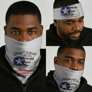 African American Aviators WWII Neck Gaiter Tuskegee Red Tails Airmen White - African Pride