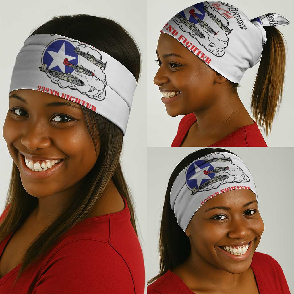 African American Aviators WWII Neck Gaiter Tuskegee Red Tails Airmen White - African Pride
