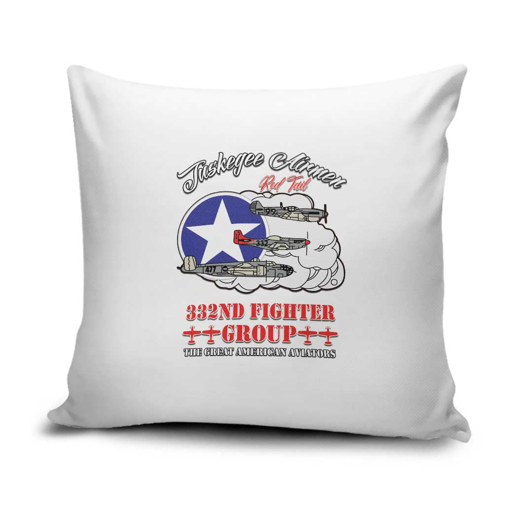 Tuskegee Airmen WWII Heroes Pillow Cover The Great American Aviators White Art