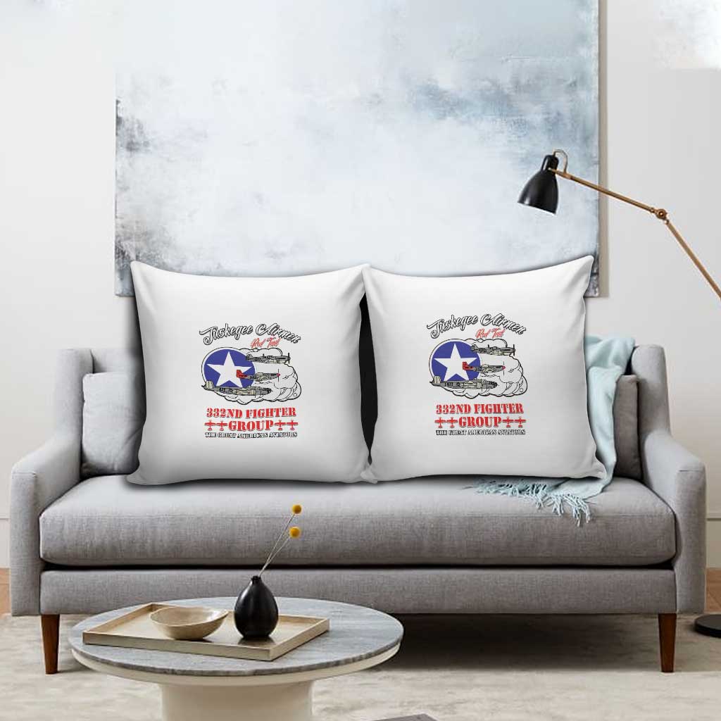 Tuskegee Airmen WWII Heroes Pillow Cover The Great American Aviators White Art