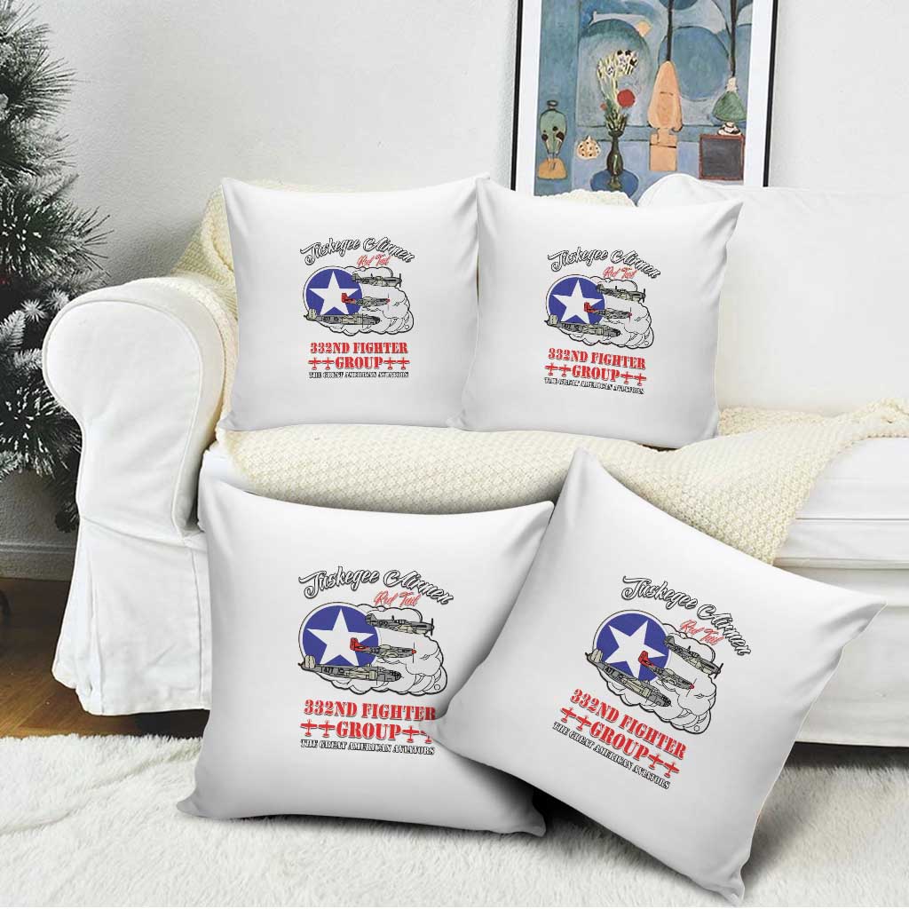 Tuskegee Airmen WWII Heroes Pillow Cover The Great American Aviators White Art