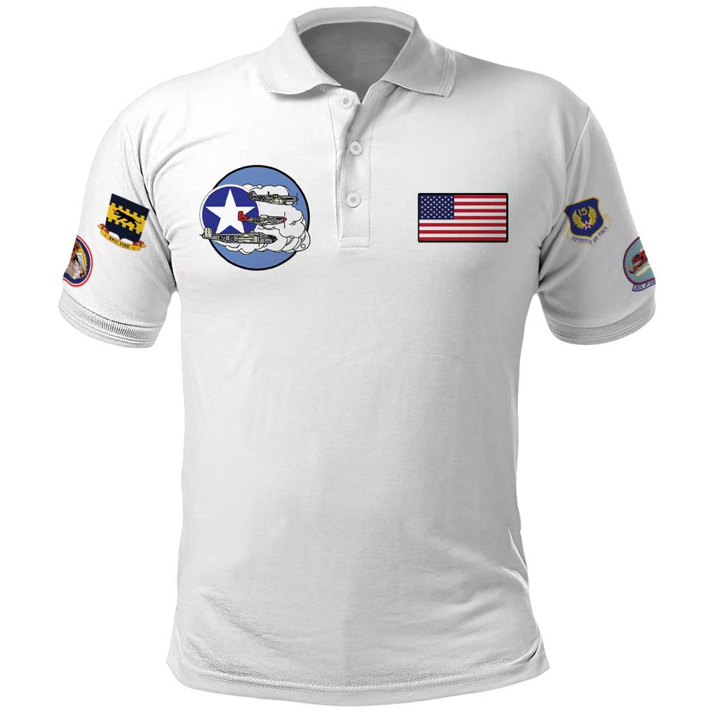 African American Aviators WWII Polo Shirt Tuskegee Red Tails Airmen White - African Pride