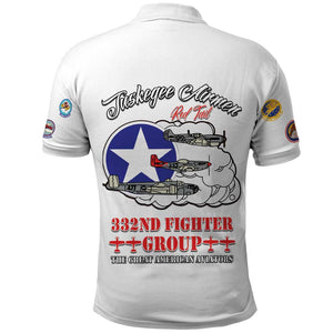 African American Aviators WWII Polo Shirt Tuskegee Red Tails Airmen White - African Pride