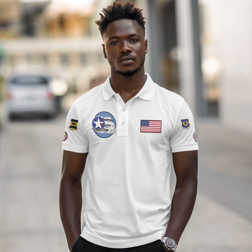 African American Aviators WWII Polo Shirt Tuskegee Red Tails Airmen White - African Pride