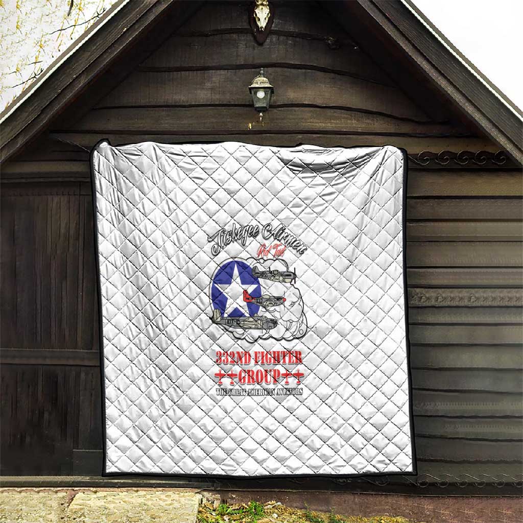 African American Aviators WWII Quilt Tuskegee Red Tails Airmen White - African Pride