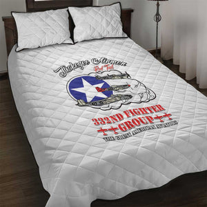 African American Aviators WWII Quilt Bed Set Tuskegee Red Tails Airmen White - African Pride