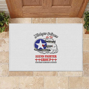 African American Aviators WWII Rubber Doormat Tuskegee Red Tails Airmen White - African Pride