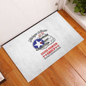 African American Aviators WWII Rubber Doormat Tuskegee Red Tails Airmen White - African Pride