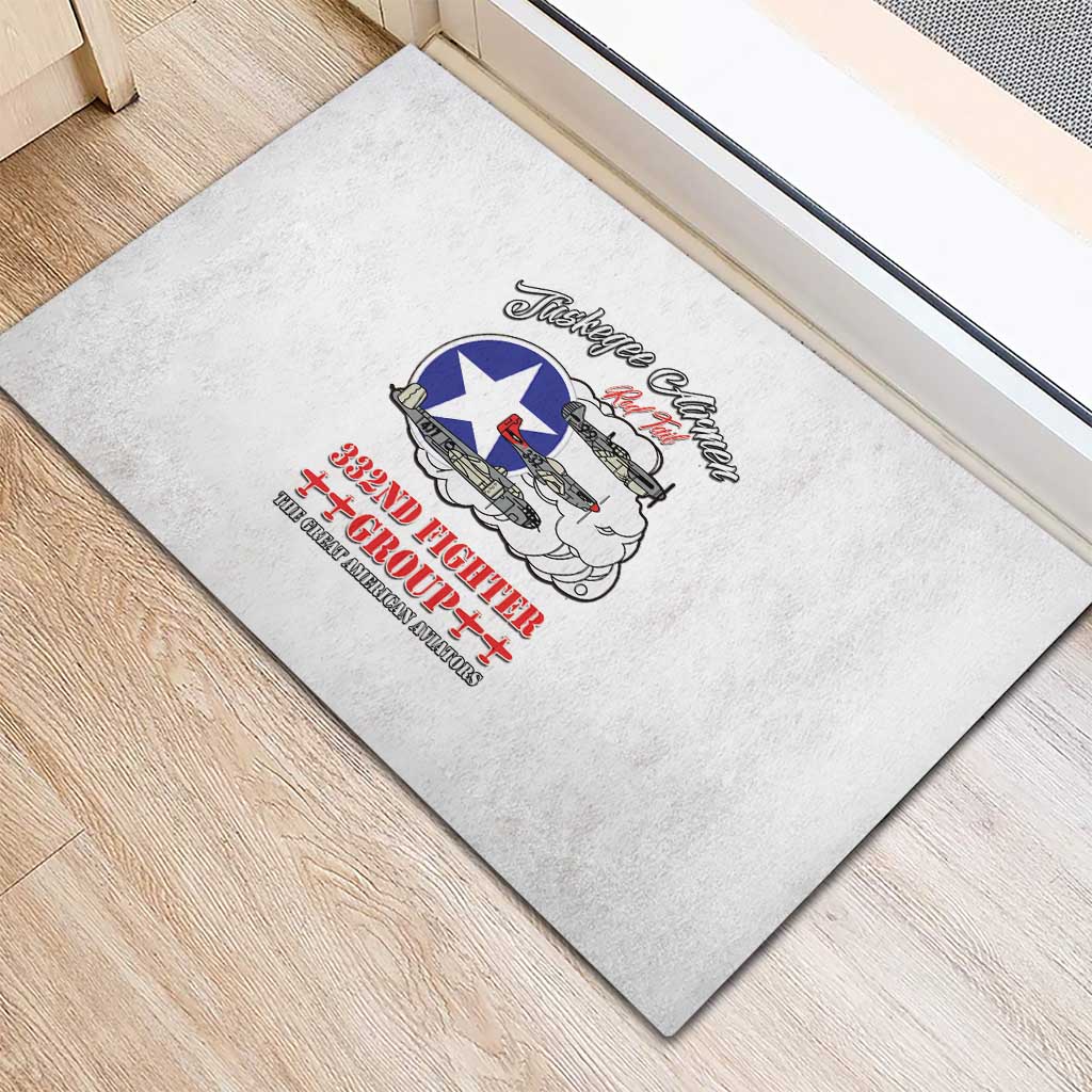 African American Aviators WWII Rubber Doormat Tuskegee Red Tails Airmen White - African Pride