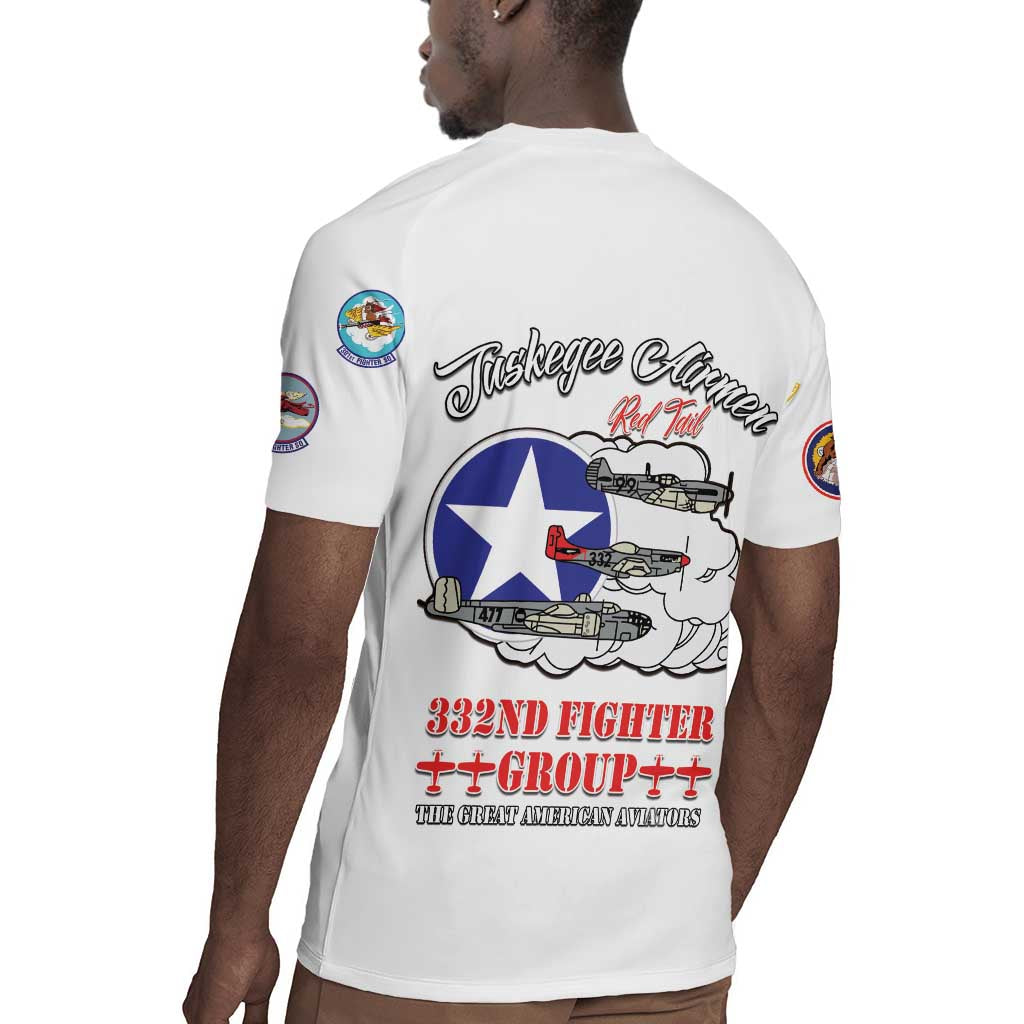 African American Aviators WWII Rugby Jersey Tuskegee Red Tails Airmen White - African Pride