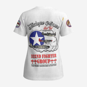 African American Aviators WWII Scrub Top Tuskegee Red Tails Airmen White - African Pride
