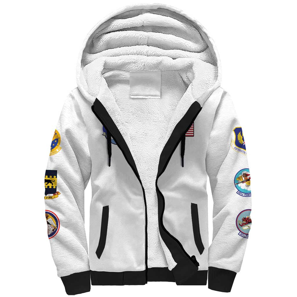 African American Aviators WWII Sherpa Hoodie Tuskegee Red Tails Airmen White - African Pride