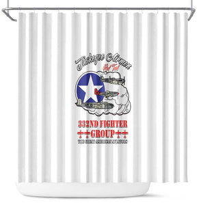 African American Aviators WWII Shower Curtain Tuskegee Red Tails Airmen White - African Pride