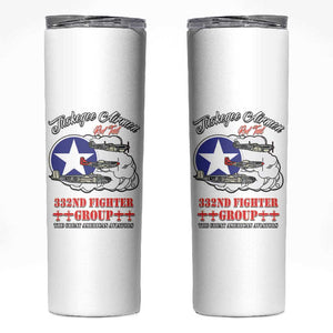African American Aviators WWII Skinny Tumbler Tuskegee Red Tails Airmen White - African Pride