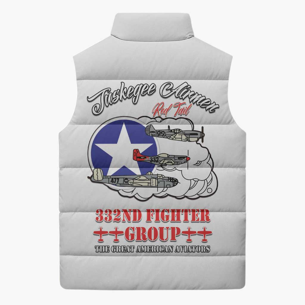 Tuskegee Airmen WWII Heroes Sleeveless Puffer Jacket The Great American Aviators White Art