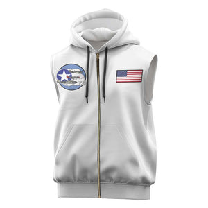 African American Aviators WWII Sleeveless Zip Hoodie Tuskegee Red Tails Airmen White - African Pride