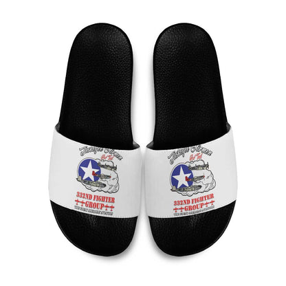 Tuskegee Airmen WWII Heroes Slide Sandals The Great American Aviators White Art