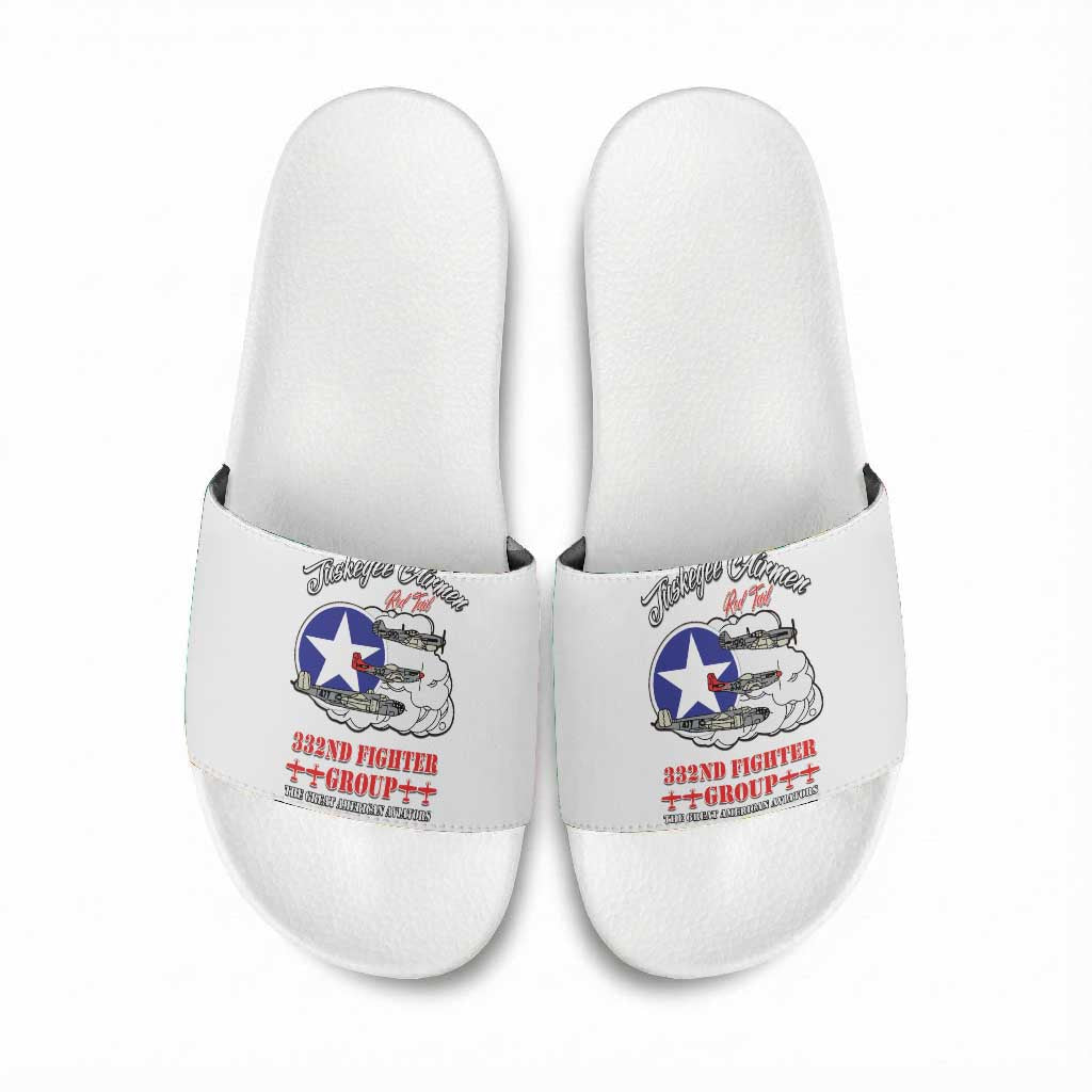Tuskegee Airmen WWII Heroes Slide Sandals The Great American Aviators White Art