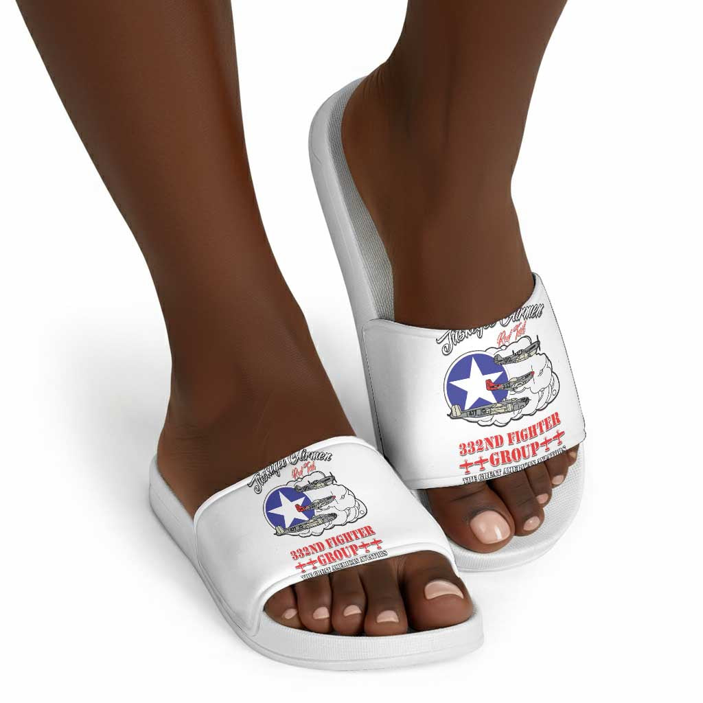 Tuskegee Airmen WWII Heroes Slide Sandals The Great American Aviators White Art