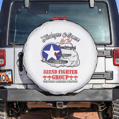 African American Aviators WWII Spare Tire Cover Tuskegee Red Tails Airmen White - African Pride