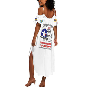 African American Aviators WWII Summer Maxi Dress Tuskegee Red Tails Airmen White - African Pride