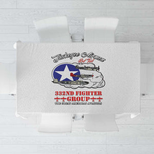 African American Aviators WWII Tablecloth Tuskegee Red Tails Airmen White - African Pride
