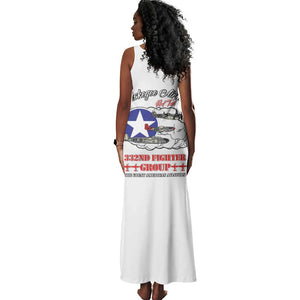 African American Aviators WWII Tank Maxi Dress Tuskegee Red Tails Airmen White - African Pride