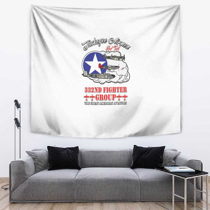 African American Aviators WWII Tapestry Tuskegee Red Tails Airmen White - African Pride