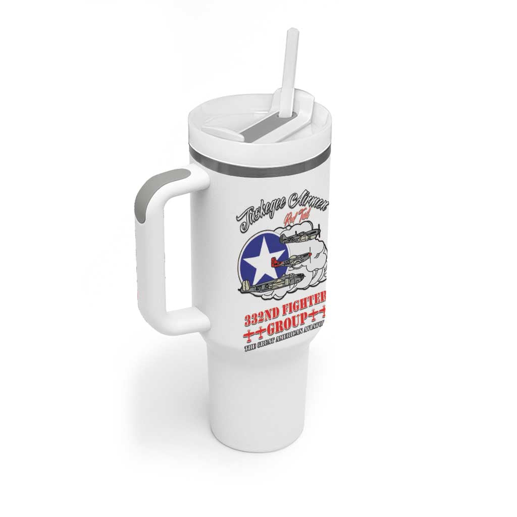 African American Aviators WWII Tumbler With Handle Tuskegee Red Tails Airmen White - African Pride